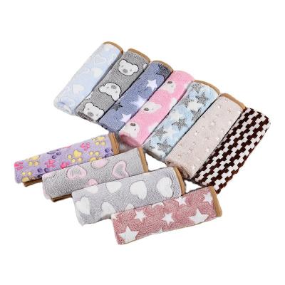 China Soft Warm Stocked Cat Fleece Pet Dog Towel Plush Mattress Pad Coral Velvet Paw Print Dog Blanket Dog Bed Cushion Accessories for sale