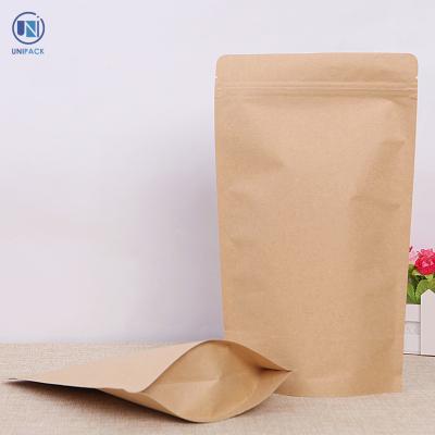 China Best Selling Disposable Unipack Product Kraft Paper Stand Up Pouch / Paper Packaging Bag for sale