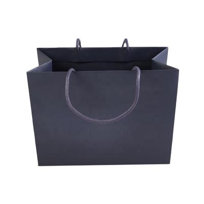 China Recyclable Retail Logo Clothing Packaging Black Paper Shopping Bag Gift Custom Cosmetic Paper Bag for sale