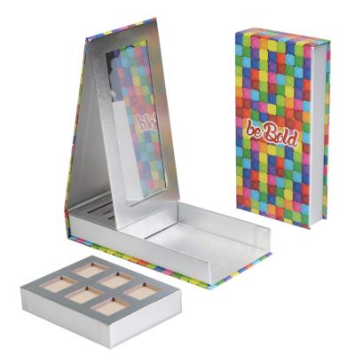 China Recyclable Eyeshadow Palette Makeup Cosmetics Colorful Cardboard Box With Magnetic And Mirror for sale