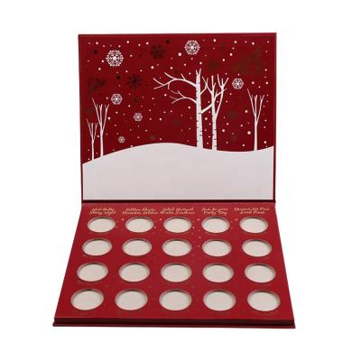 China Cheap Recyclable Printed Red Custom Paper Foldable Eyeshadow Palette Beauty Makeup Cardboard Box Box Packaging for sale