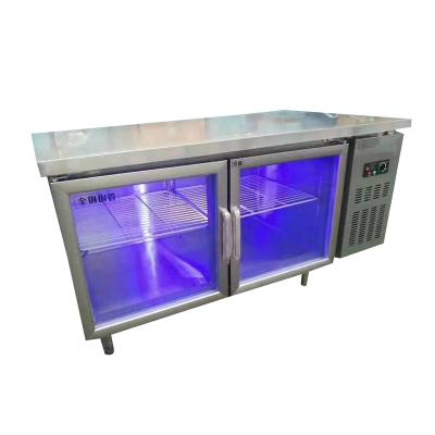 China Supermarket. Internet cafe. Restaurant Stainless Steel 2 Door Workbench Commercial Fridge Freezer For Kitchen Hotel Restaurant Display/Shelf/Stand for sale