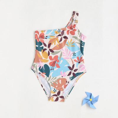 China Breathable Girls Best-selling One-piece One-piece Bikini Children's Wear Strapless Floral Swimsuit for sale