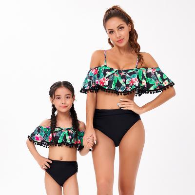 China Girls Clothing Summer 2022 QUICK DRY Beach Bikini Set Sexy Shot Neck Swimsuit Bikini for Girls and Mom for sale