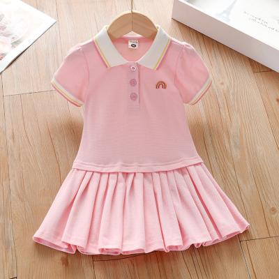 China Girls Clothing Summer Washable Dresses For Girls All-match Polo Skirt Sweet Girls Embroidered Dress Sample Available for sale