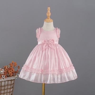 China Fashionable girls clothing 2022 washable summer the bow is sleeveless girls dresses factory wholesale for sale