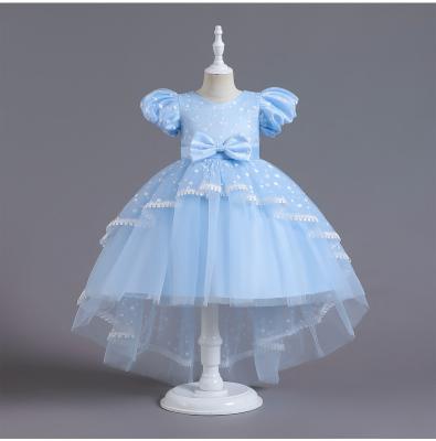 China Sweet Girl's Princess Short Sleeve Polka Dot Gauze Skirts Christmas Ball Gown Girl's Dresses Girl's Clothes Washable for sale