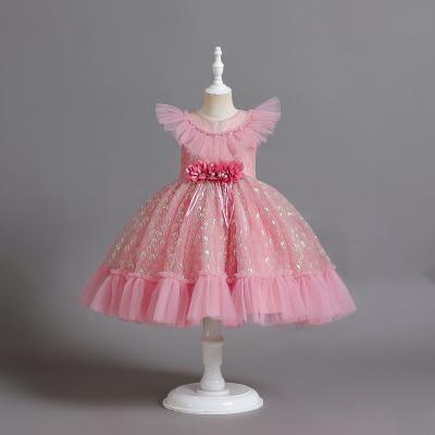 China Breathable Girls Clothing Children's Stitching Sequin Applique Princess Dress Holiday Ball Party Birthday Dress for sale