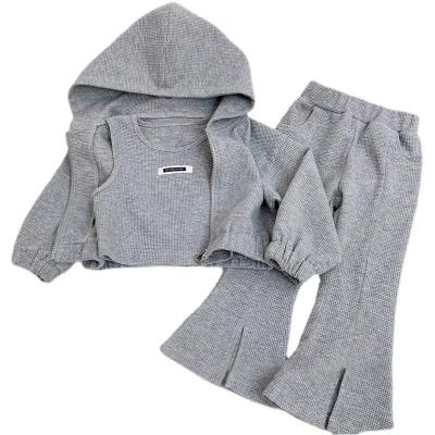 China Washable best-selling western clothing baby casual hoodie + vest + pants three-piece girl clothing for sale