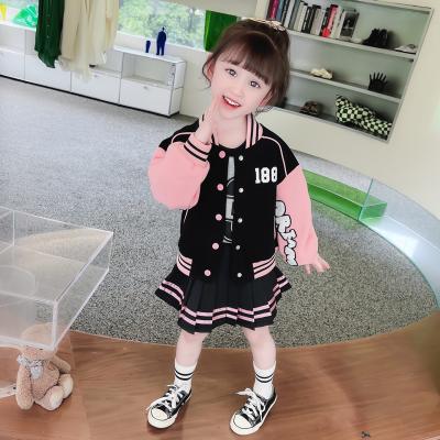 China Children's washable clothing casual baseball uniform + short skirt suit fashionable girl's clothing two sets of best-selling for sale