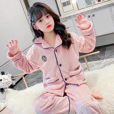 China Girls Winter Girls Clothing Set Supporting Washable Customization Thickened Children's Pajamas Fashion Home Girls Long Sleeve Pajamas for sale