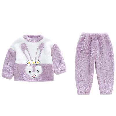 China Wholesale-custom children's autumn winter thick t-shirt + long sleeve pants washable two sets of girls pajamas for sale