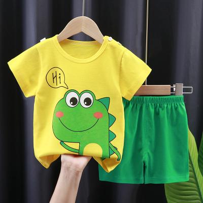 China Summer Washable Boys Short Sleeve T-shirt Clothing Kids Cotton Cartoon Print T-shirt Clothes Organic Two Piece Set + Shorts Set Child Safe Organic for sale