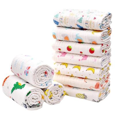 China Fashion Folded Cartoon Printed Baby Diaper Series 6 Gauze Wrap Blanket Soft Skin-Friendly Baby Cotton Blanket Wrap Covering for sale