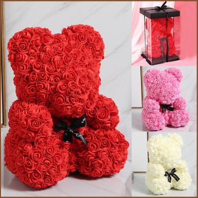 China Lovely Teddy Bears Foam Flower Rose Teddy Rose Bear 2021 Valentine Mother's Day Gift Wedding Party Home Decoration Wholesale for sale