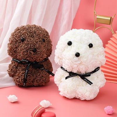 China Lovely Best Sale 2022 40cm Gift Artificial Pink Bear Teddy Bear Rose Rabbit For Valentines Gift Set Artificial Rainbow Rose Bear for sale