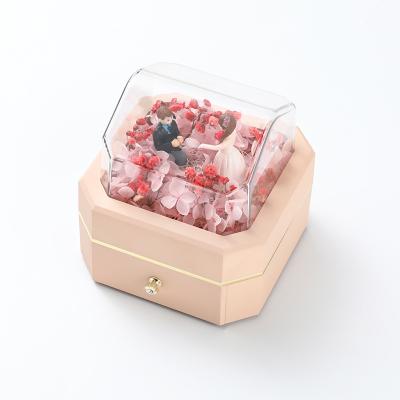 China Europe Hot Sale Valentine Mother's Day Gift Eternal Preserved Flower Jewelry Box Rose Ring Necklace Set Box for sale