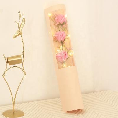 China New Europe Design Soap Flower Bouquet Best Gift For Mother's Day Valentines Gift Set Wedding Decoration With Lamp for sale