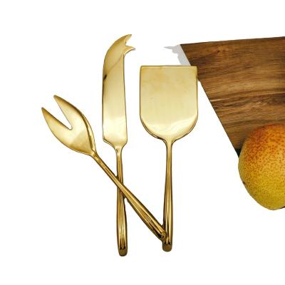 China OEM Durable Handmade Forged Butter Spreader Pvd Gold Cheese Copper Black Board With Knife Set for sale