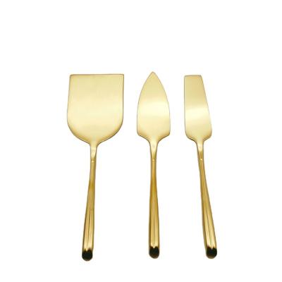 China Durable Handmade Forged Matt Gold Stainless Steel Cheese Spreader Cheese Knives Set for sale