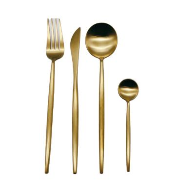 China Bestek Stainless Steel Dishwasher Safe Handmade Flatware Safe Matte Gold Black Forged Cutlery for sale