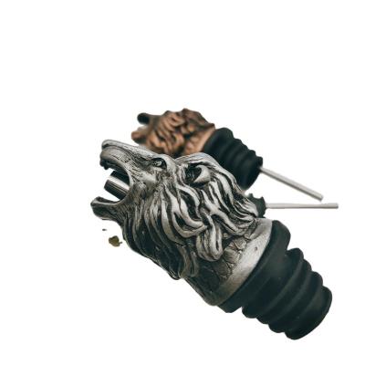 China Sustainable animal head wine bottle corks pourers metal wine spout for sale