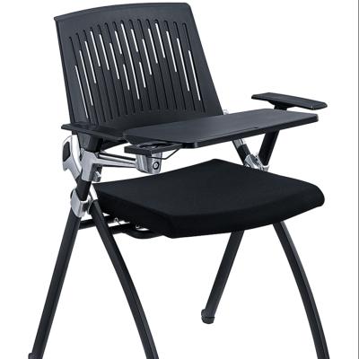 China Simplicity Modern College Colleague Folding Chair Student Plastic School Furniture Practicing Chair With Notepad for sale