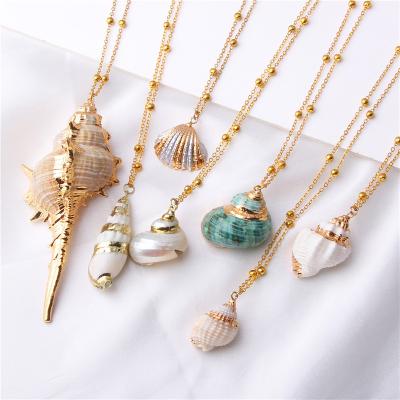 China BOHEMIA Fshaion Boheme Marine Shell Necklace 18k Gold Plated Jewelry Natural Ocean Beach Charms Pendant Necklace for sale