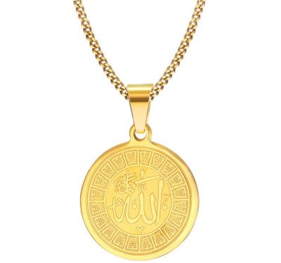 China Round Necklace 2019 Stainless Steel Religious Allah Bible Coin Religious Pendants Gold Medal Necklace Jewelry New For Belivers for sale