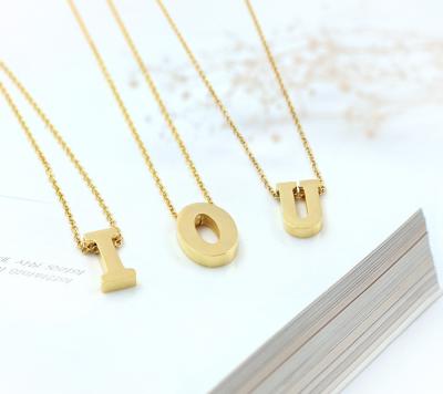 China 2019 Stainless Steel Alphabet Necklace Initial Letter ABCDE Gold Plated Pendants Necklace Jewelry 2019 for sale