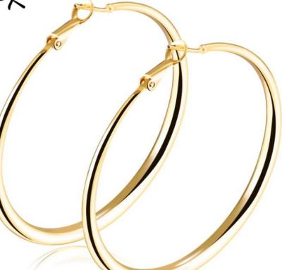 China 2018 Fashion Design Korea Stainless Steel 18k Gold Plated Big Round Hoop Open Hoop Earrings For Women Jewelry for sale