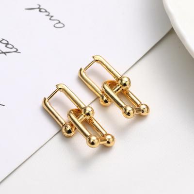 China Luxury Fashion Women Accessories Stud Earrings Stainless Steel Gold Plated Jewelry U Shape Circle Earrings for sale