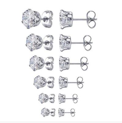 China CLASSIC Classic Jewelry Stainless Steel Earring Set Hypoallergenic Zircon 18K Gold Plated Stud Earrings for sale