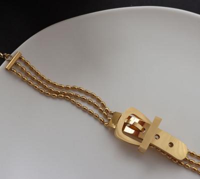 China HipHop 18k Gold Plated Stainless Steel Mens Womens Bracelet Strap Small Ball Chain Bracelet for sale