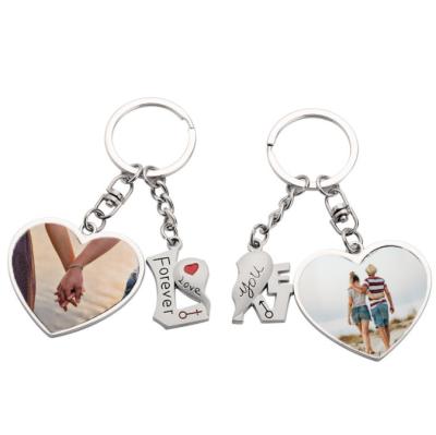 China New Style Metal Promotion Gift LOVE Couples Key Chains Sublimation Masks Key Chain For Valentine's Day for sale