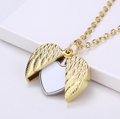 China Custom Angel Fastsub Sublimation Metal Pendant Women Heart Necklace Jewelry Pendant for sale