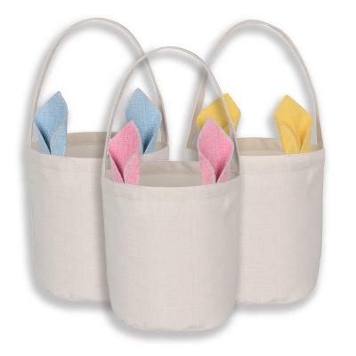 China 2022 New Bunny Blank Sublimation Easter Basket Treat Bag Kids Gift Durable Easter Handbag Customize Printing for sale