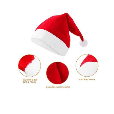 China Custom Short Xmas Santa Hat Xmas Ornament Cheap Xmas Hat Velvet Sublimation Fashion Price DIY Plush Toy for sale