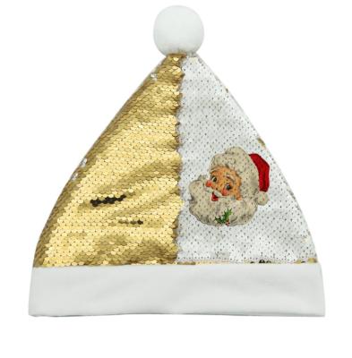 China Sublimation Blanks Wholesale Good Quality Sublimation Christmas Hat Sequin Christmas Santa Hat Ornament for sale