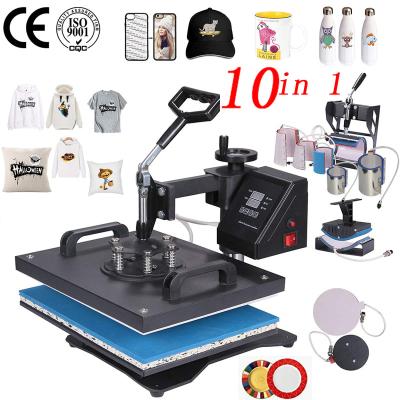 China Printing Shops Promotion Doubl Show 30*38CM 10 in 1 Combo 2D Sublimation Printer Machine Press Heat Transfer Coffee Mug Bottle Printer for sale