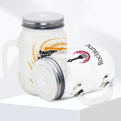 China Viable Sublimation Personalized Blank Frosted /Clear 430ML Mason Jar Sublimation Printing Mug for sale