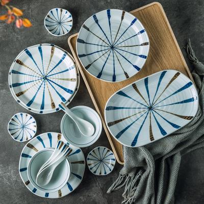 China Sustainable Design Crokery Dinnerware Set Nordic Style Embossed Porcelain Dinner Plate Set Dinnerware For Restaurant for sale