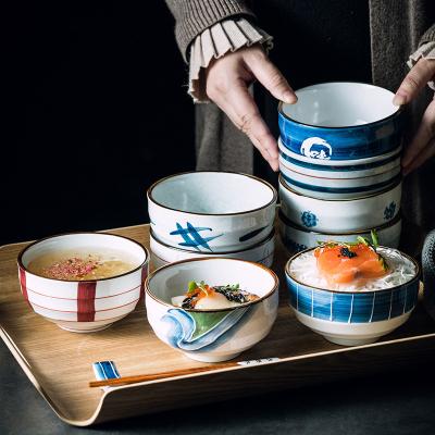 China Sustainable Japanese Korean Porcelain Bowl Hand Painted Rice Bowls Salad Bowl For Restaurant Home Kitchen for sale