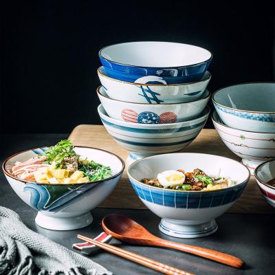 China Personality Bowl Safe Stackable Ceramic Noodle Bowl Microwave Soup Ramen Stored Japanese Deep Bowls for sale