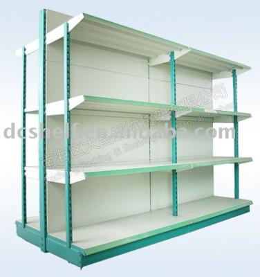 China Dachang Manufacturer Supermarket Shelf With Four Double Sided Post Integrated With Storage Rack for sale