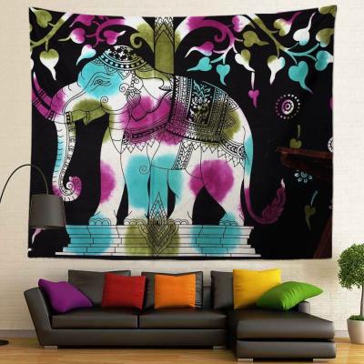 China Simple Digital Printing Factory Price Custom Logo 130x150cm Elephant 100%Polyester High Resolution Wall Hanging Tapestry for sale