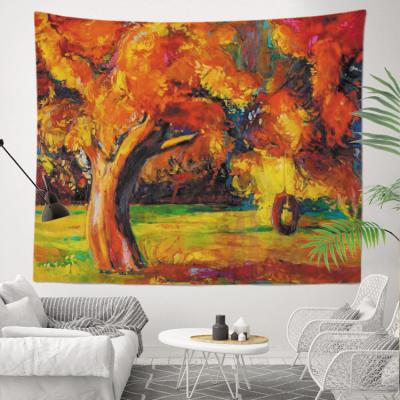 China Simple Wholesale Digital Printing Customized 130x150cm 100%Polyester Landscape Print Wall Tapestry For Home Decoration for sale