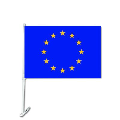 China 30x45cm FLYING Hot Selling Eu Car Flags European Union Polyester Car Flag With Customizable Flagpole for sale