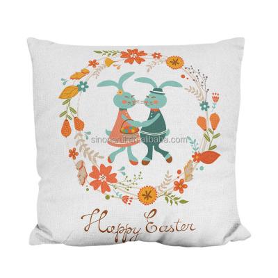 China Custom High Quality Colorful Simple Design Happy Resting Easter Cartoon Digital Printing Cushion Cover for sale