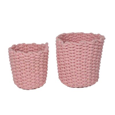 China 100% Natural Sustainable Stackable Cotton Rope Woven Basket Cotton Rope Basket Storage Box Containers Rope Changing Rope for sale